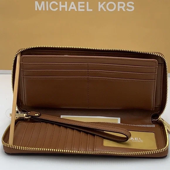 MICHAEL KORS Leather Continental Wristlet Phone Case Wallet Luggage Multi NWT - Picture 11 of 14